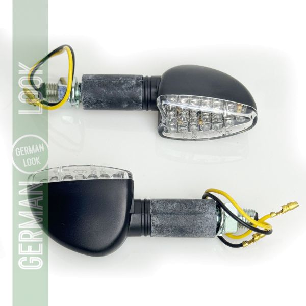 Ensemble de clignotants LED universels en verre transparent pour moto Flèche avec marque E