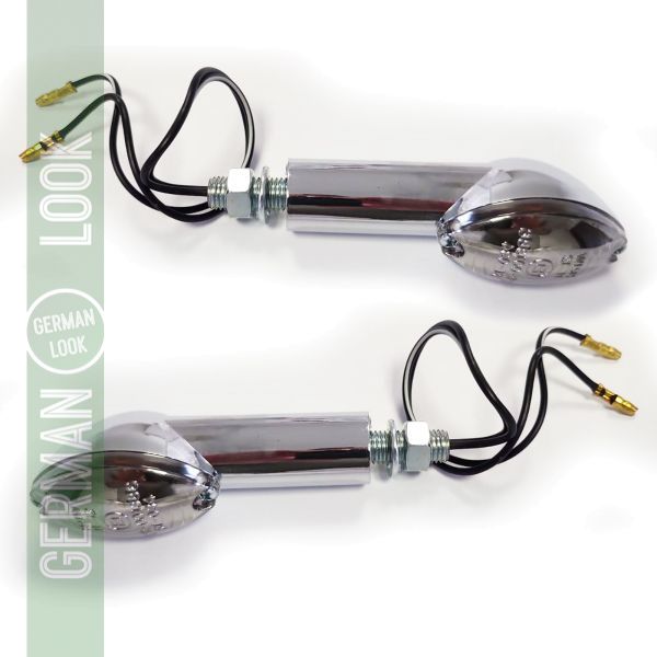 Set de clignotants halogènes moto universels CATEYE 40mm chromé avec E-mark