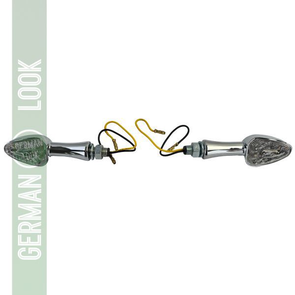 Kit de clignotants LED universels pour moto en verre transparent chromé SPIRIT avec marque E