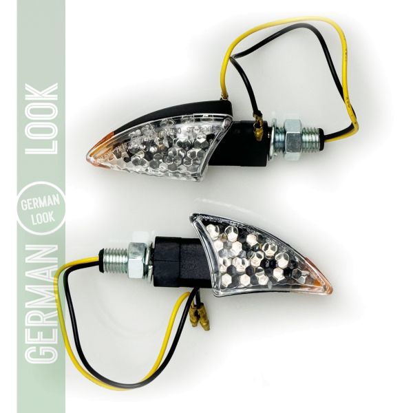 Ensemble de clignotants LED universels pour moto en verre transparent BOW avec marque E