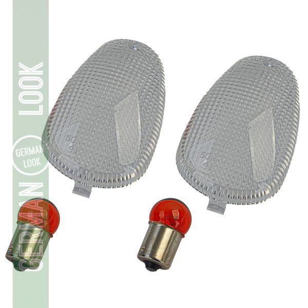Lentilles de clignotants de moto en verre transparent avec ampoules pour Aprilia avec marque E