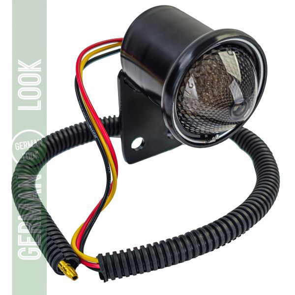 Feu arrière LED universel pour motos, fumée Vintage, noir, avec marque E