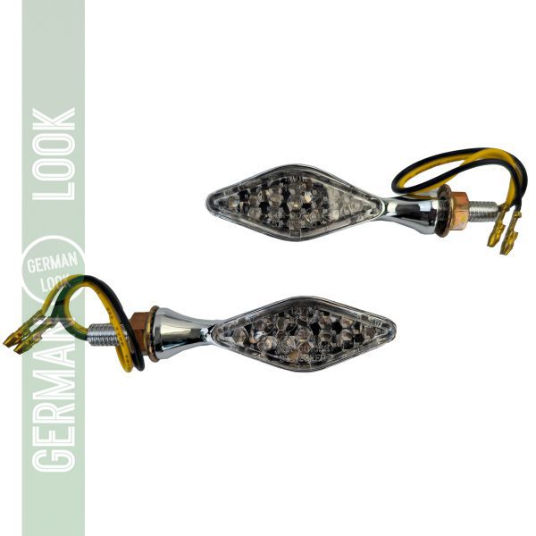 Set de clignotants LED chromés moto universels TEMPEST SMOKE avec E-mark