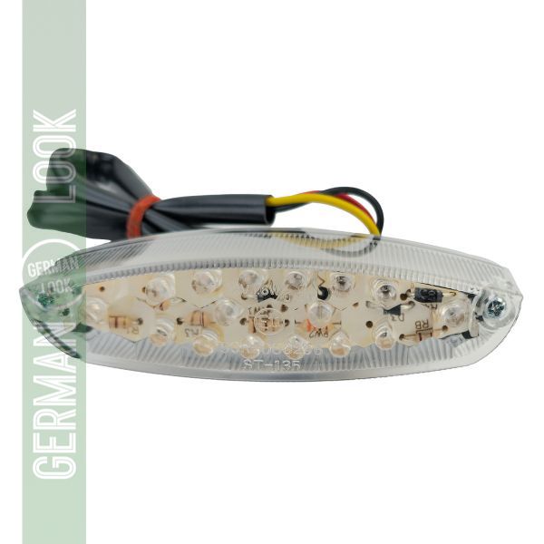 Feu arrière LED universel pour moto en verre transparent NEMESIS avec marque E