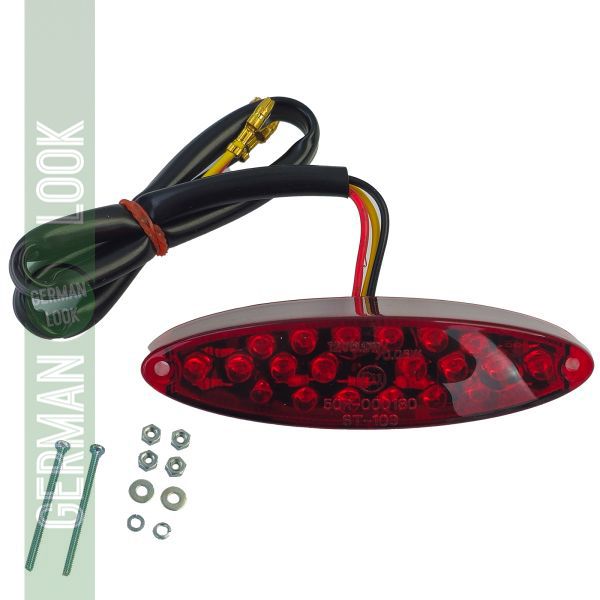 Feu arrière LED universel pour moto DROP verre transparent rouge avec marque E