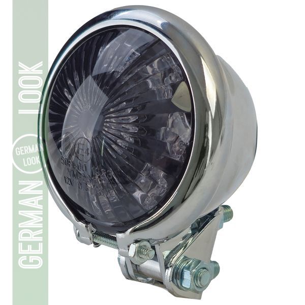 Feu arrière LED universel pour moto Bates Style Chrome fumé avec marque E