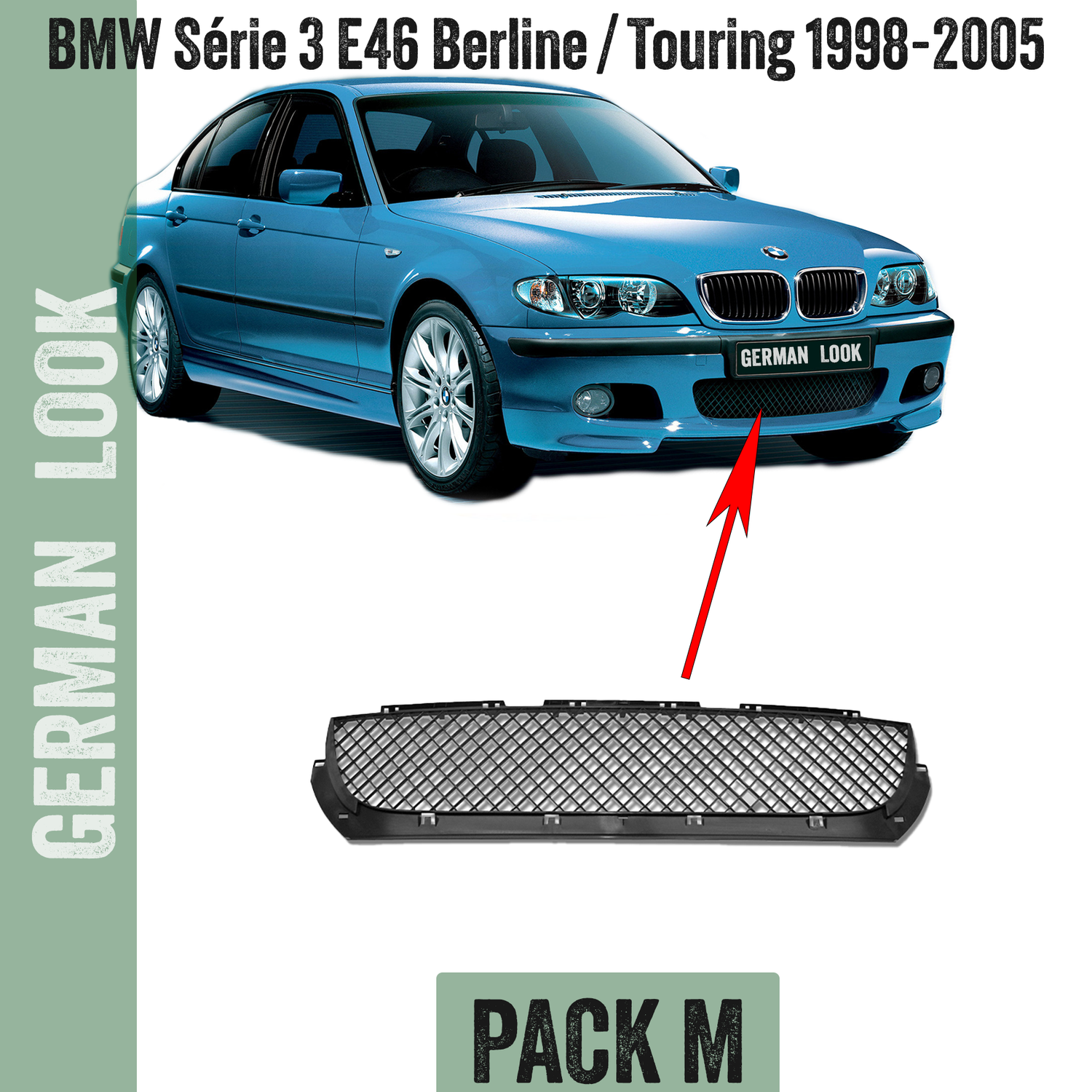 Grille de pare-chocs avant pour BMW Série 3 E46 Berline et Touring Pack M M2