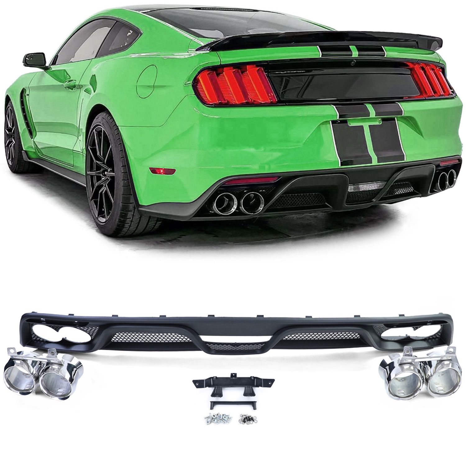 Diffuseur arrière performance look GT350 + sorties doubles pour Ford Mustang 6 2014 - 2017