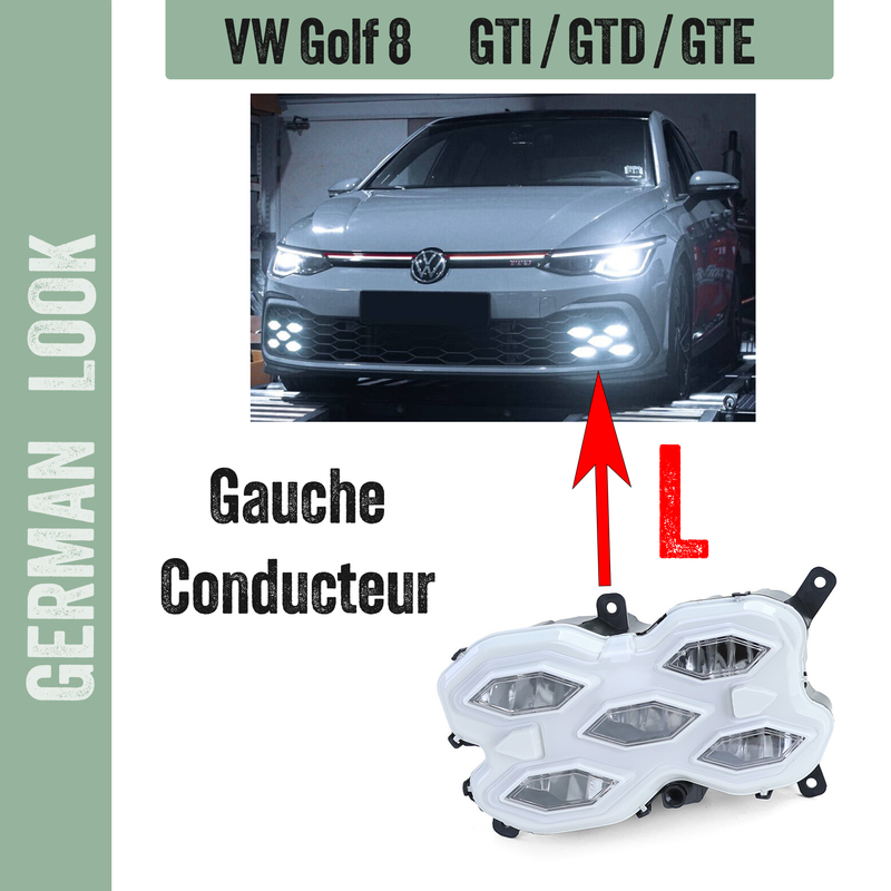 Antibrouillard LED pour VW Golf 8 GTI GTD GTE - Gauche / Conducteur