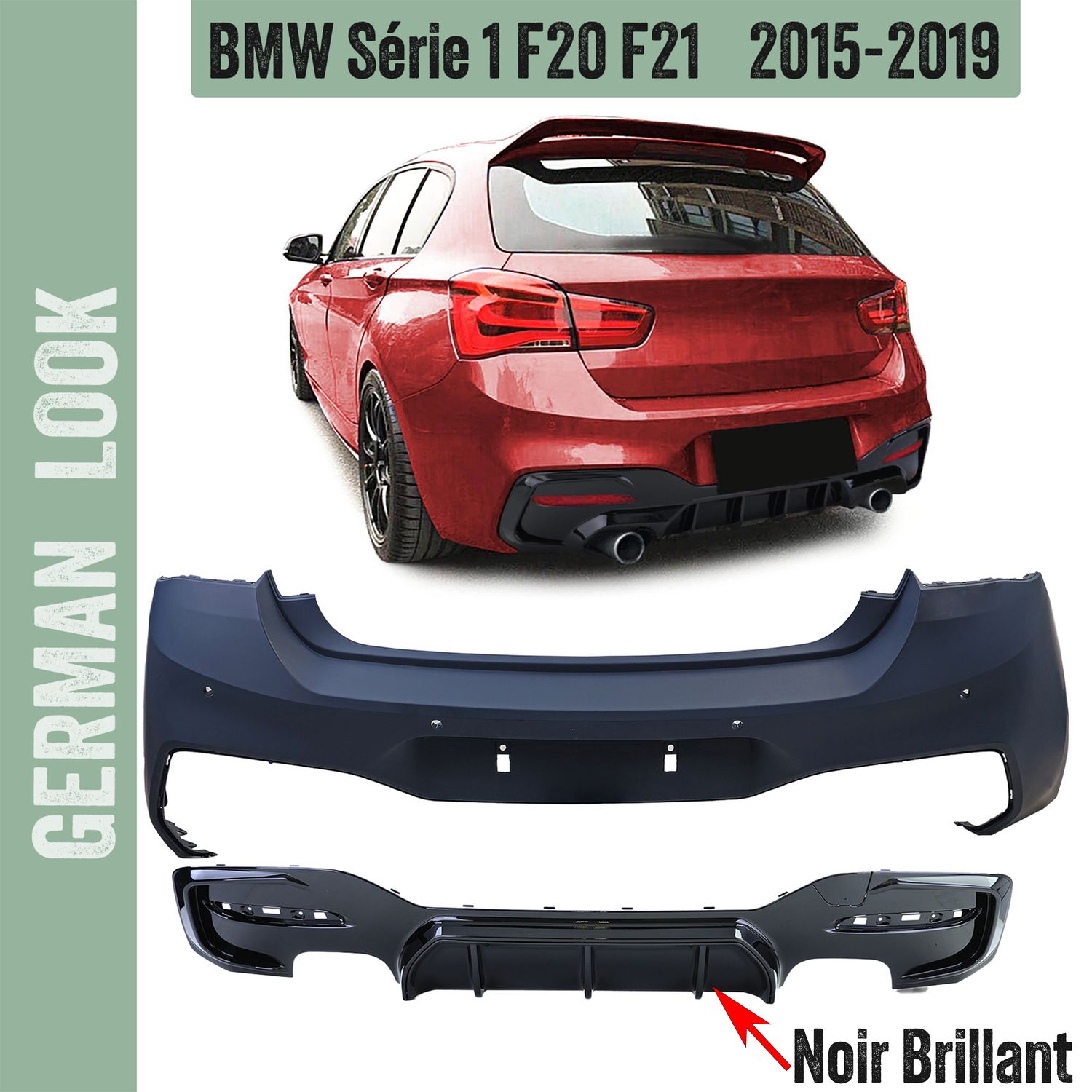Pare-chocs arrière Performance pour BMW Série 1 F20 LCI 2015-2019 look M2