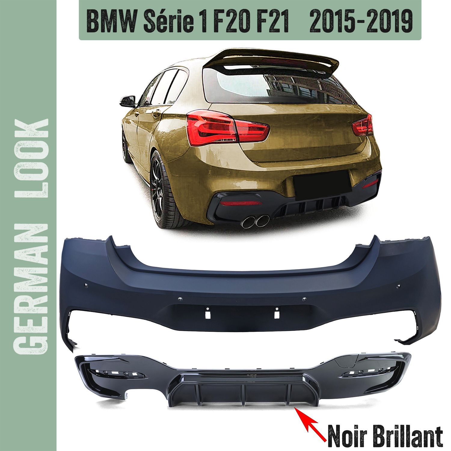Pare-chocs arrière Performance pour BMW Série 1 F20 LCI 2015-2019 look Performance