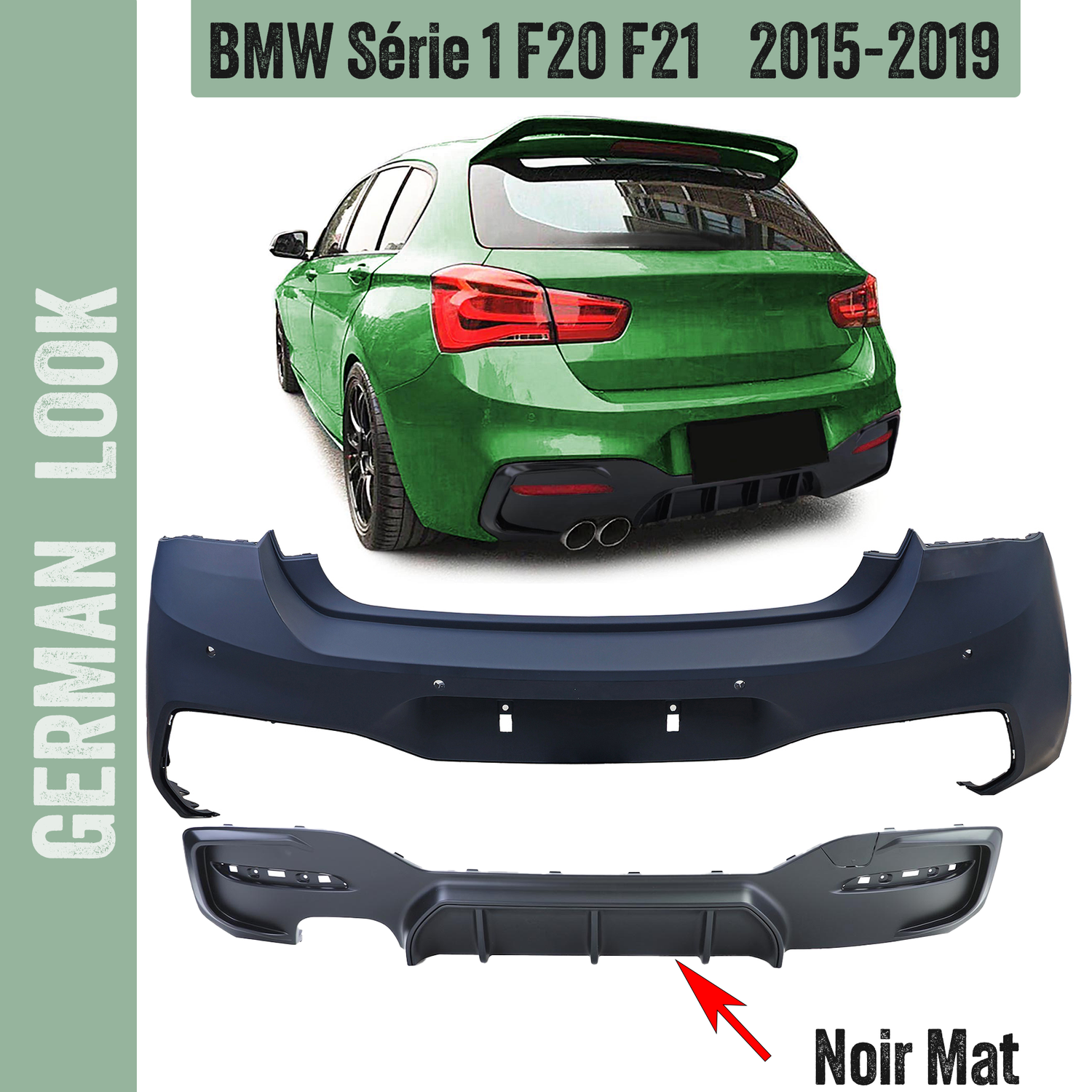 Pare-chocs arrière Performance pour BMW Série 1 F20 LCI 2015-2019 look Performance