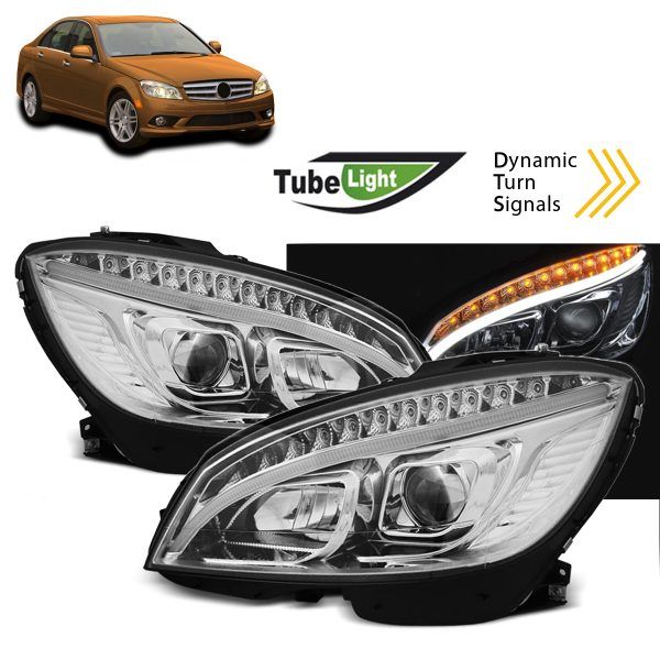 PHARES TUBE LUMINEUX CHROME SEQ pour MERCEDES W204 07-12