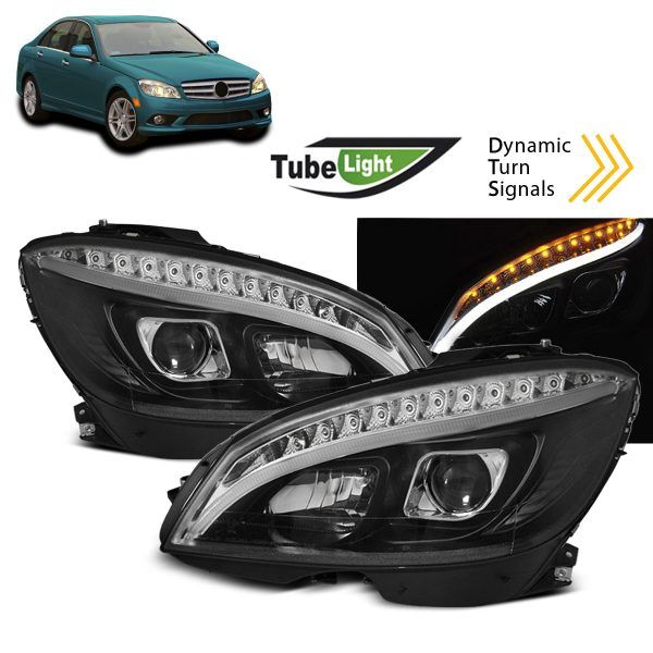 PHARES TUBE LIGHT NOIR SEQ pour MERCEDES W204 07-12