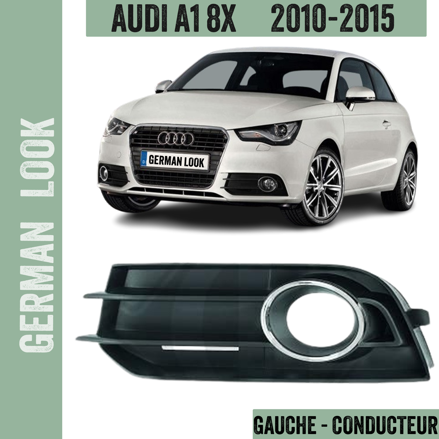 GRILLE AVANT GAUCHE PARE-CHOCS CHROME AUDI A1 2010-2015