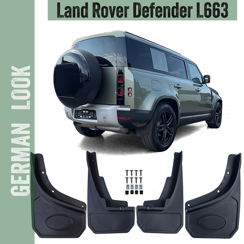 Jeu de bavettes premium avant et arrière pour Land Rover Defender L663 à partir de 2020