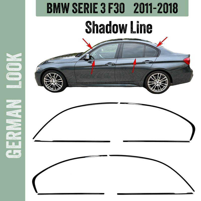 Set d'habillage Shadow Line noir pour BMW Série 3 F30 Berline 2011-2018