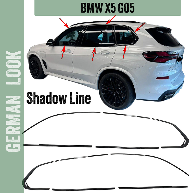 Set de décoration Shadow Line noir brillant pour BMW X5 G05 à partir de 2018