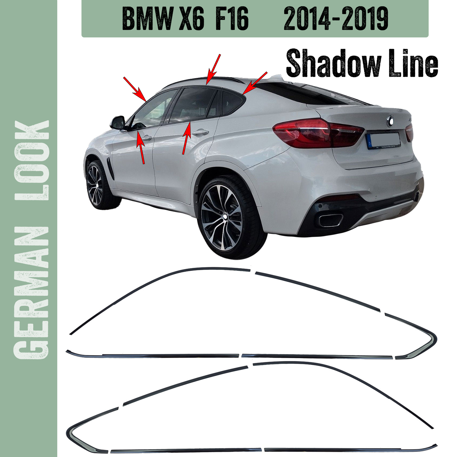 Jeu de garnitures Shadow Line noir brillant pour BMW X6 F16 14-19