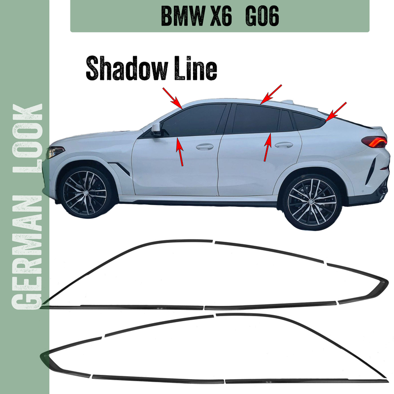 Set d'habillage Shadow Line noir brillant pour BMW X6 G06 à partir de 2019