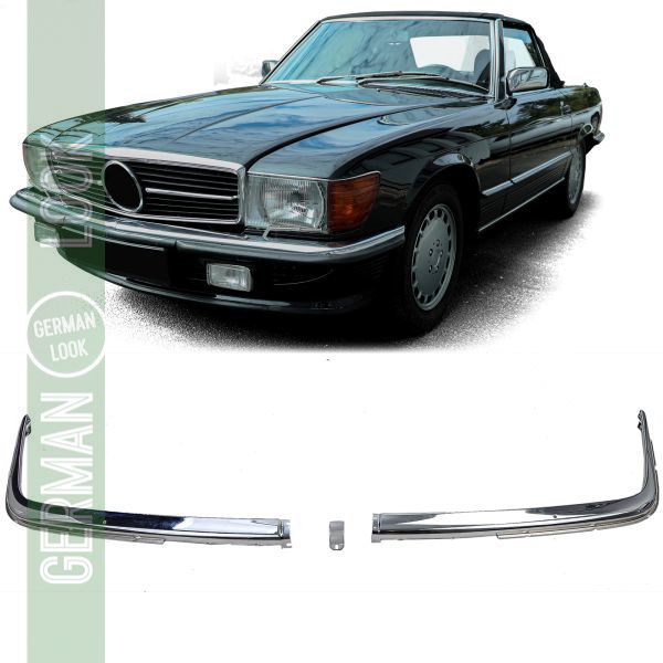Pare-chocs avant chromé 2,3 mm version EU 3 pièces pour Mercedes SL R107 71-89