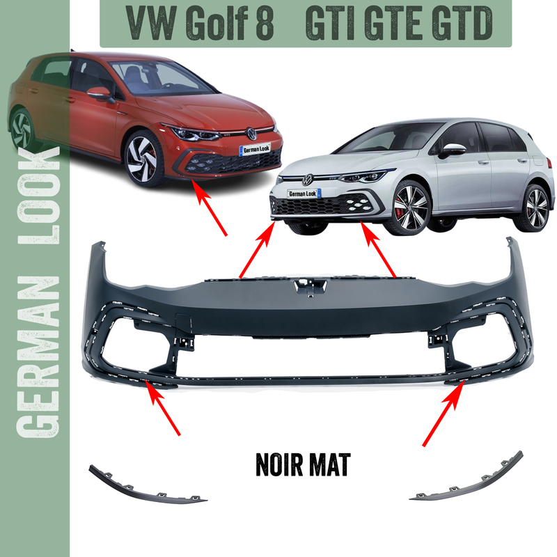 Éléments décoratifs / Contour de pare-chocs pour VW Golf 8 GTI GTD GTE - Noir mat