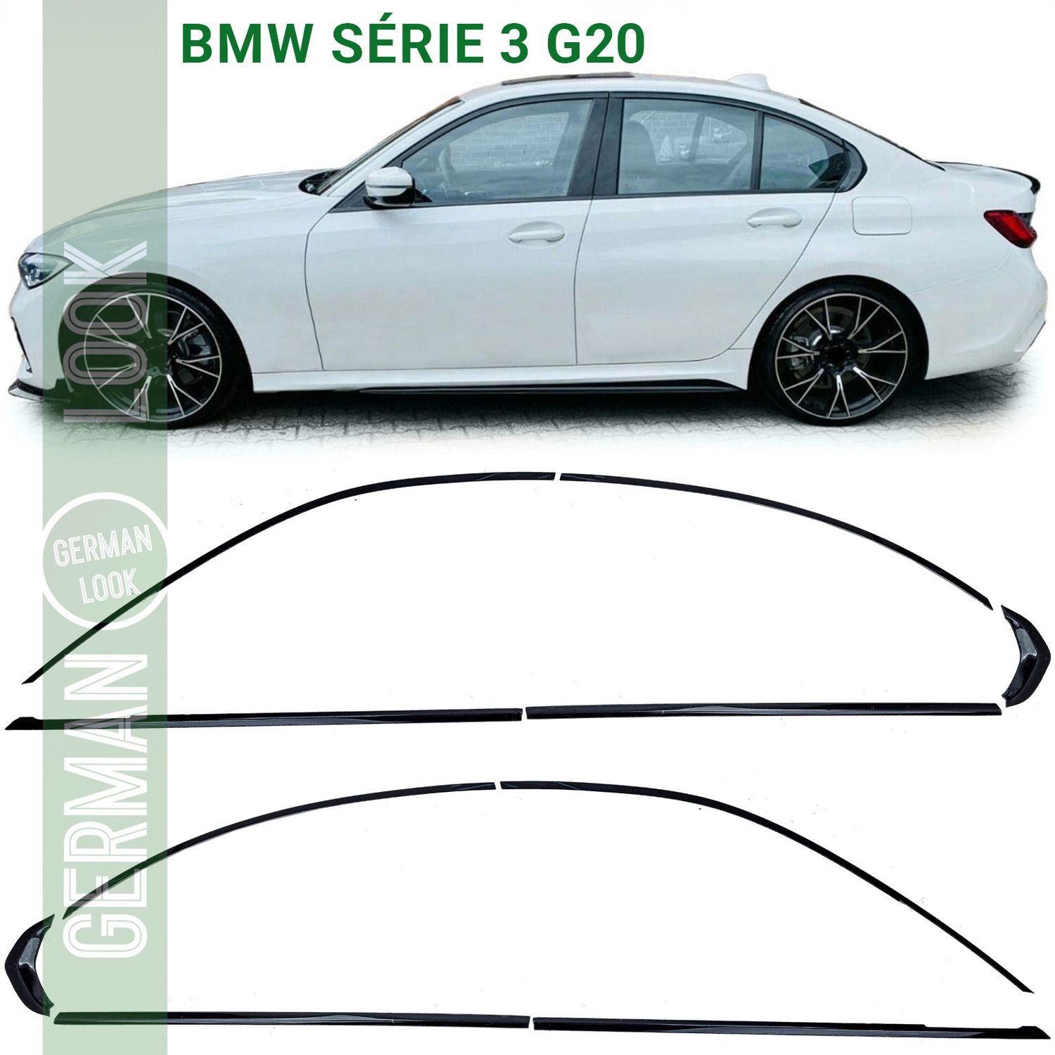 Jeu de garnitures Shadow Line noir brillant pour BMW Série 3 G20 à partir de 2019