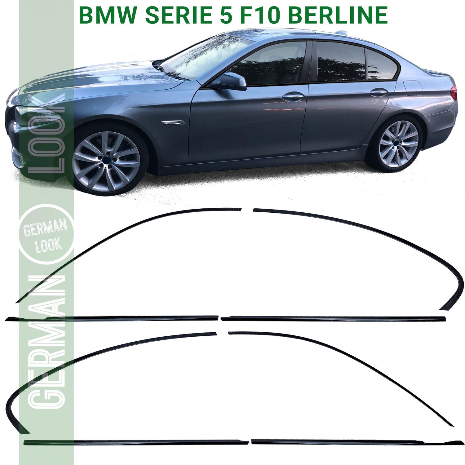 Jeu de garnitures Shadow Line Noir Brillant pour Série 5 BMW F10 Berline 10-17