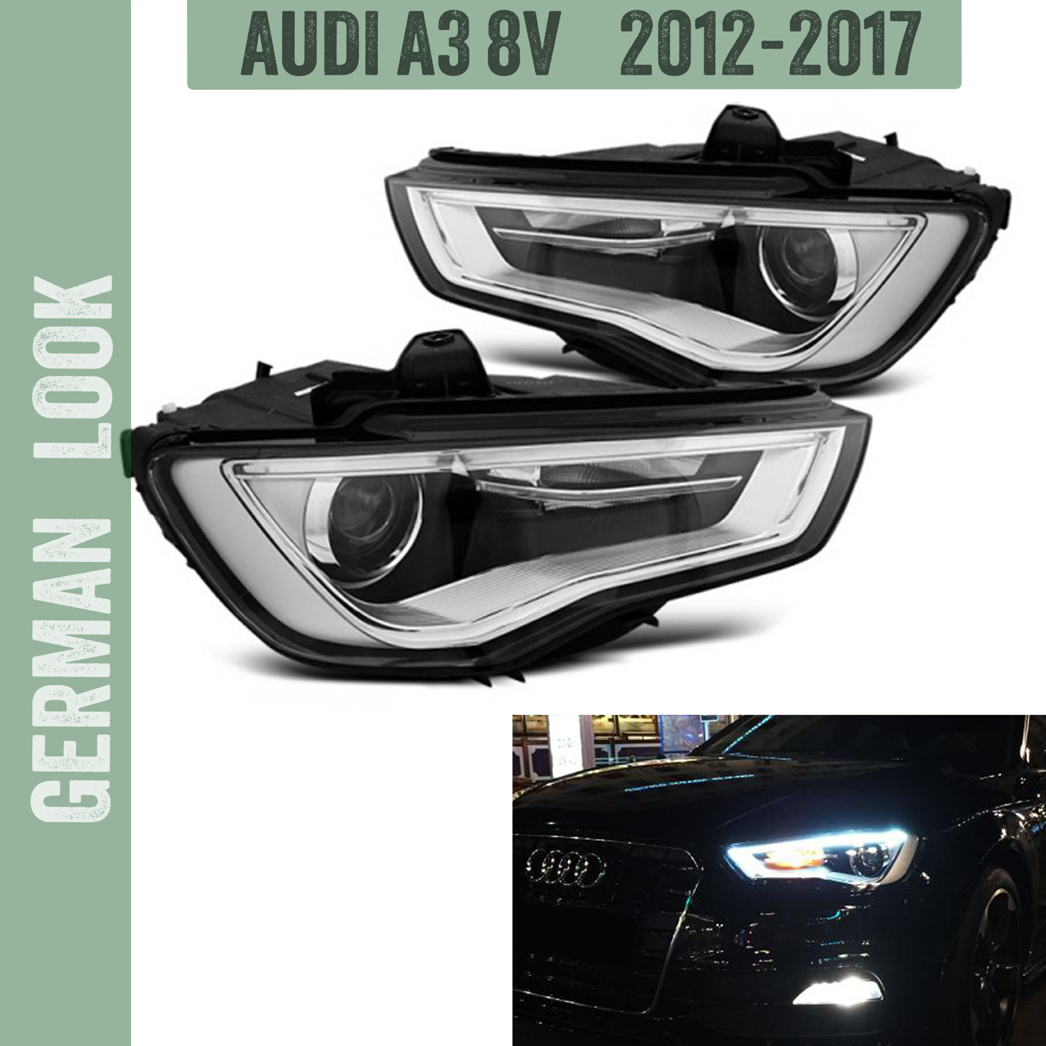 2 Phares xénon et LED pour AUDI A3 8V 2012-2017 pour phares halogéne