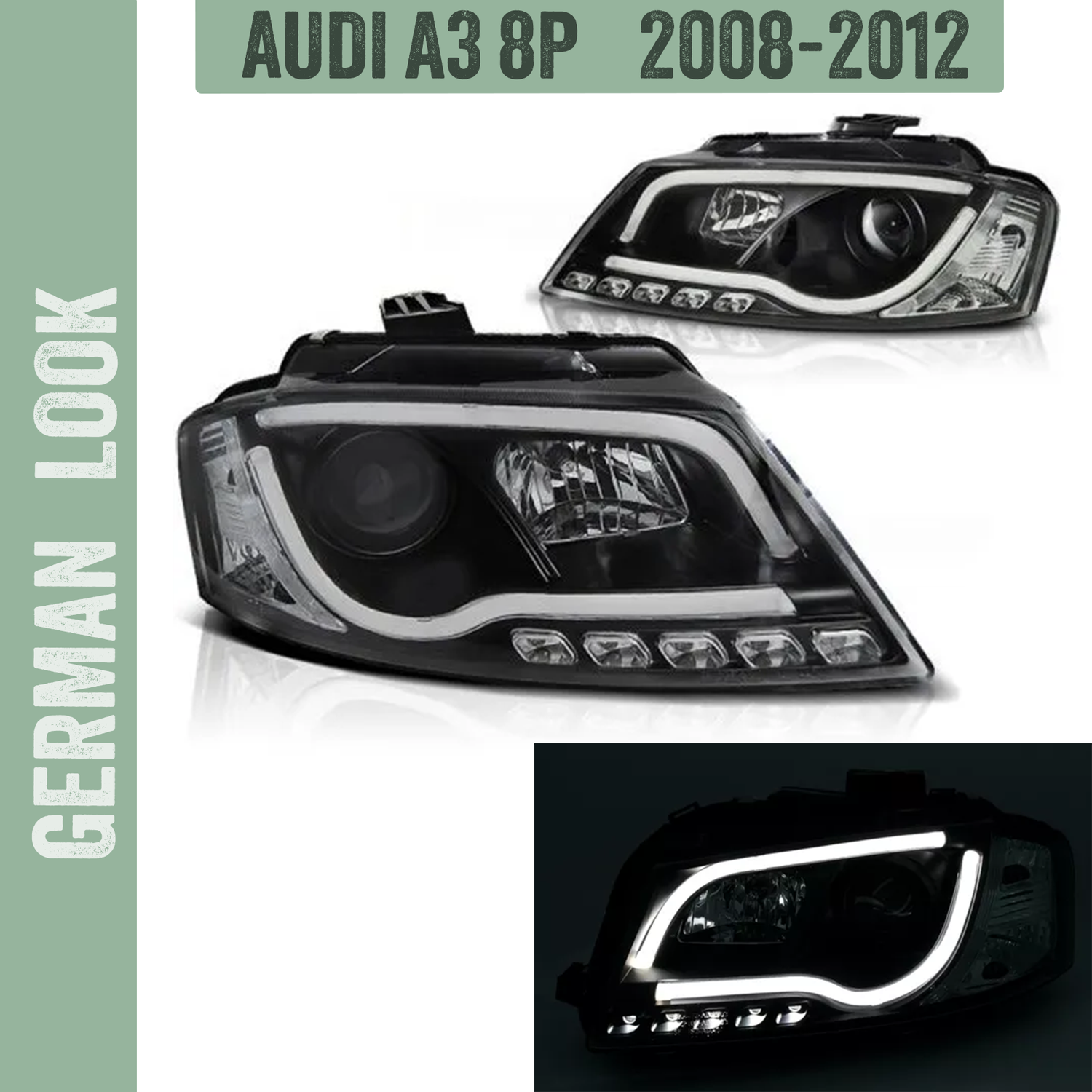 2 Feux / Phares avant Led pour Audi A3 8P Phase 2 2008-2012