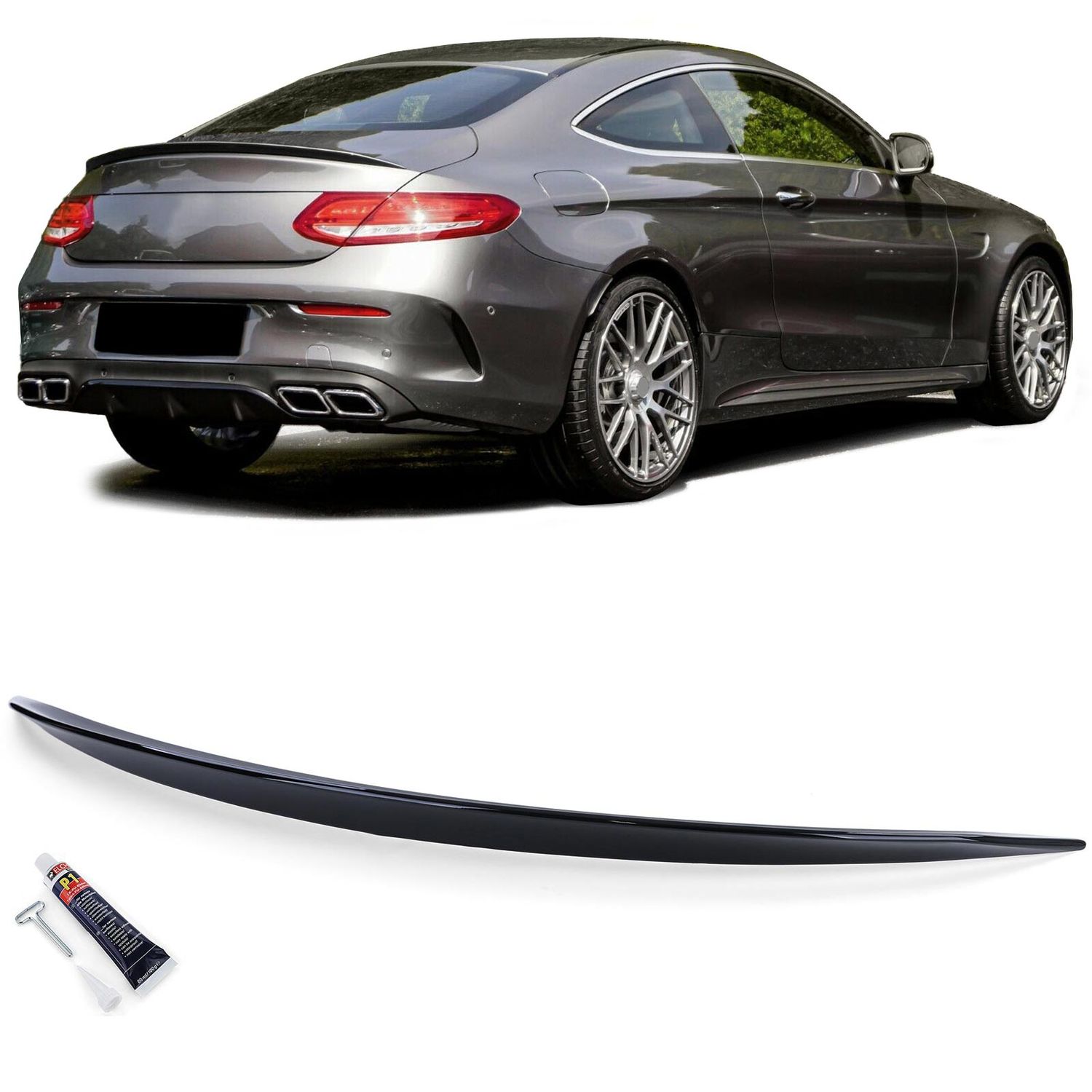 Becquet arrière Sport pour Mercedes Classe C Coupé C205 à partir de 2015 - Noir brillant