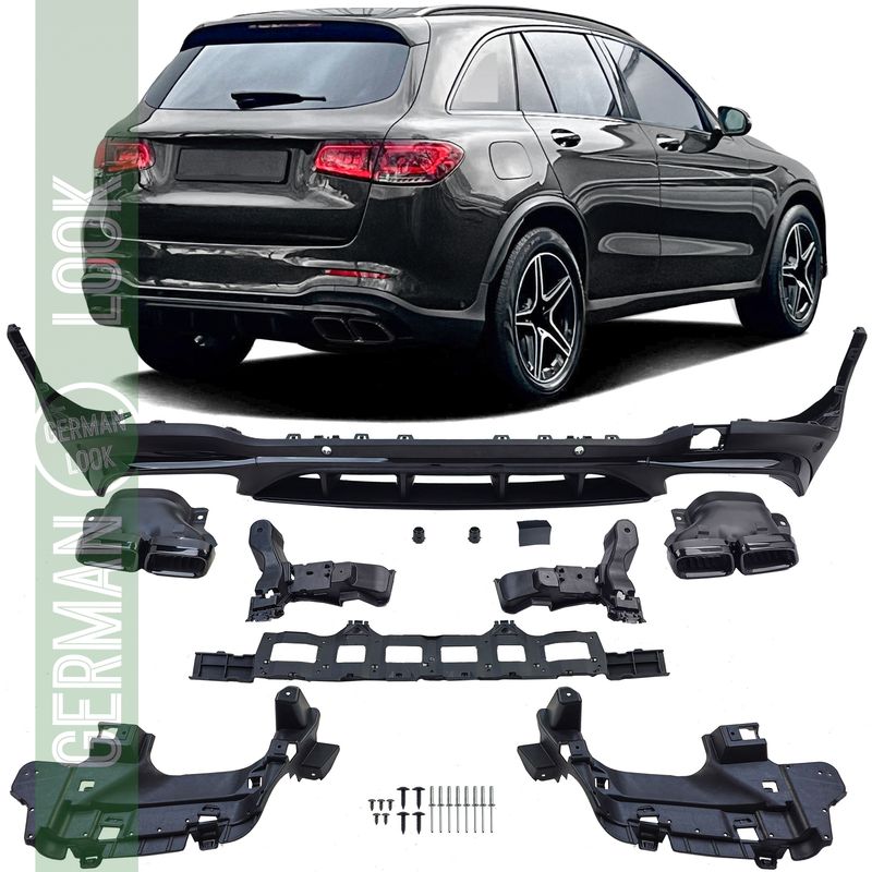 Diffuseur arrière Sport + sorties d'échappement noires pour Mercedes GLC X253 20-22 Facelift