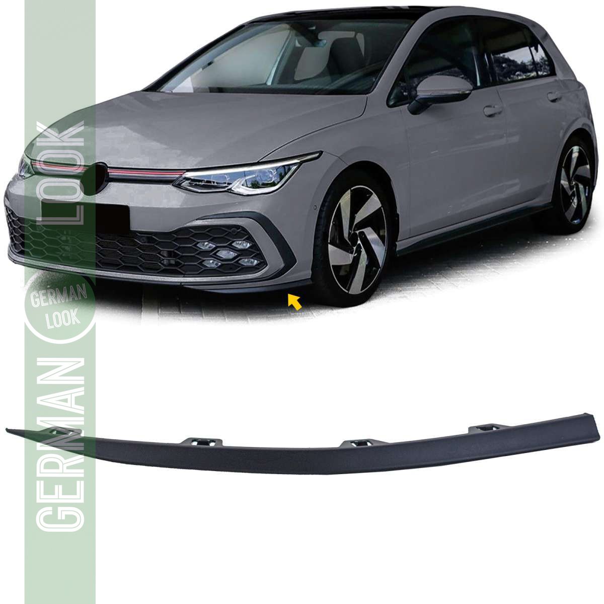 Bande de spoiler de pare-chocs gauche mat pour VW Golf 8 GTI GTD R-Line 19-24