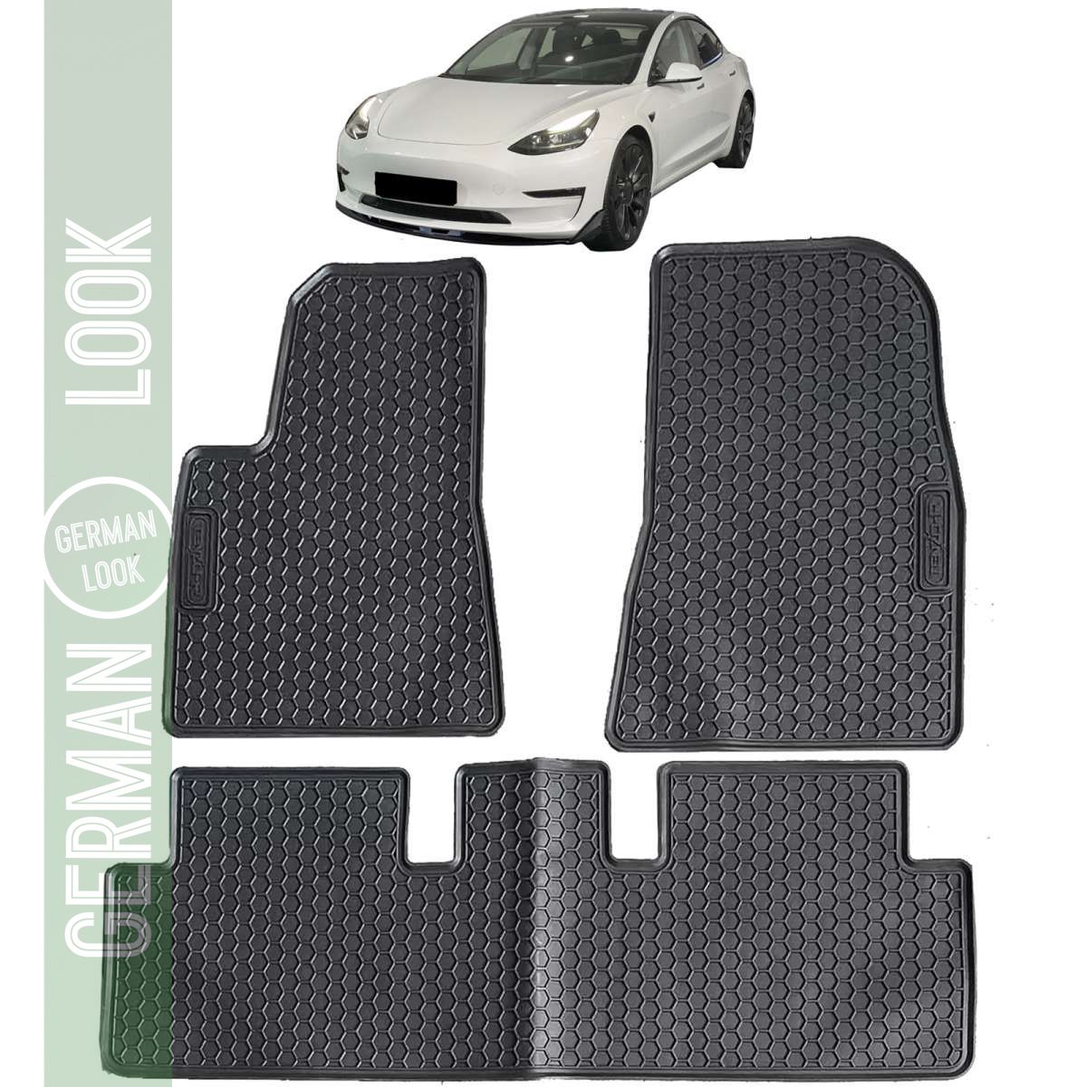 Ensemble de tapis de sol en caoutchouc noir de qualité supérieure pour Tesla Model 3 17-23