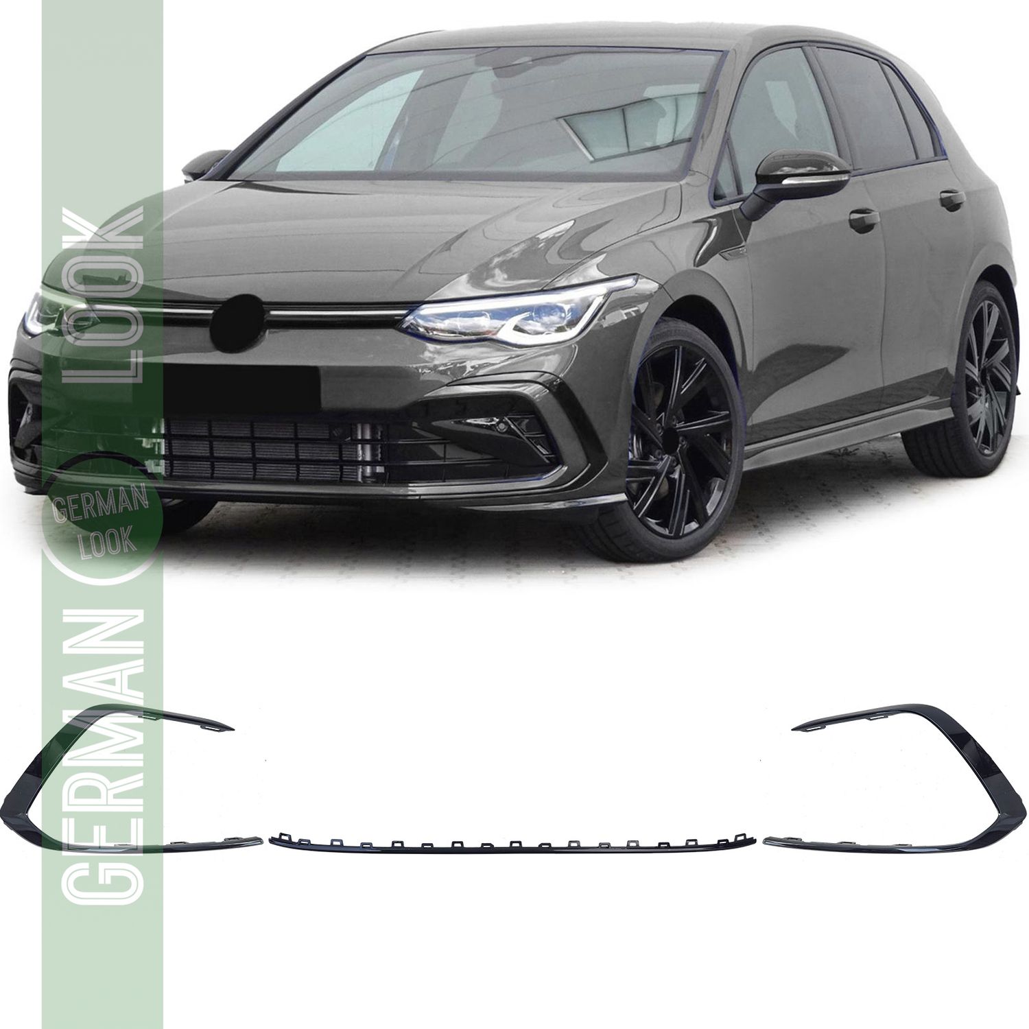 Ensemble de garnitures de pare-chocs 3 pièces brillant pour VW Golf 8 GTI GTD R-Line 19-24