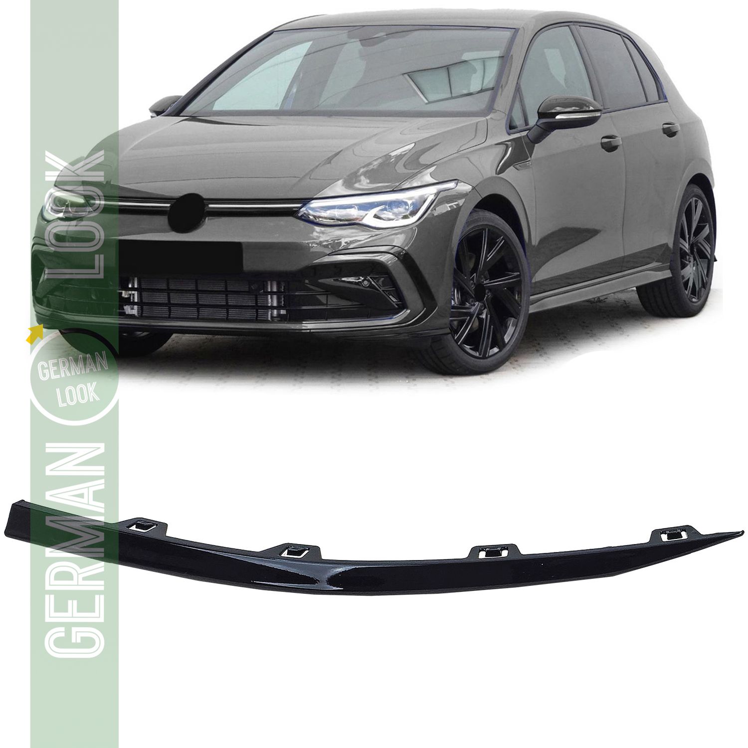 Bande de spoiler de pare-chocs droite brillante pour VW Golf 8 GTI GTD R-Line 19-24