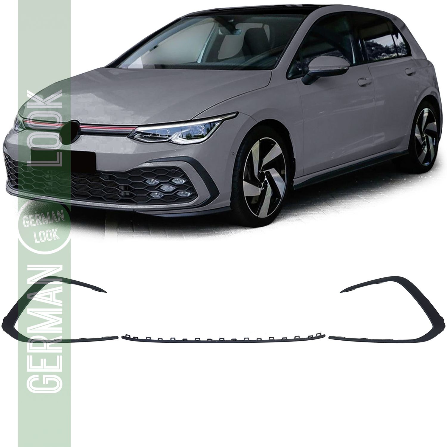 Ensemble de garnitures de pare-chocs 3 pièces mat pour VW Golf 8 GTI GTD R-Line 19-24
