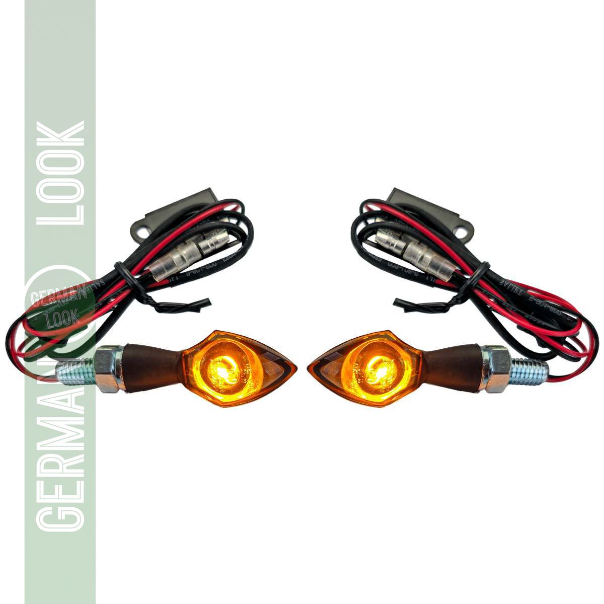 Mini indicateur LED pour moto, tête de stylo, indicateur noir personnalisé avec marquage E