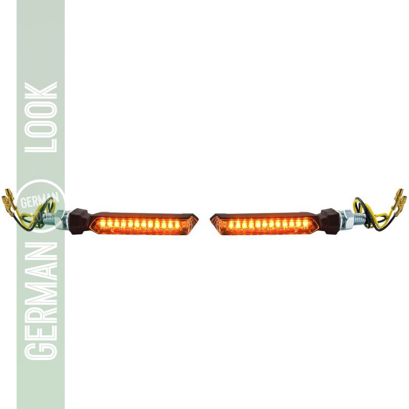 Mini clignotant LED pour moto, style plat, verre transparent noir avec marquage E
