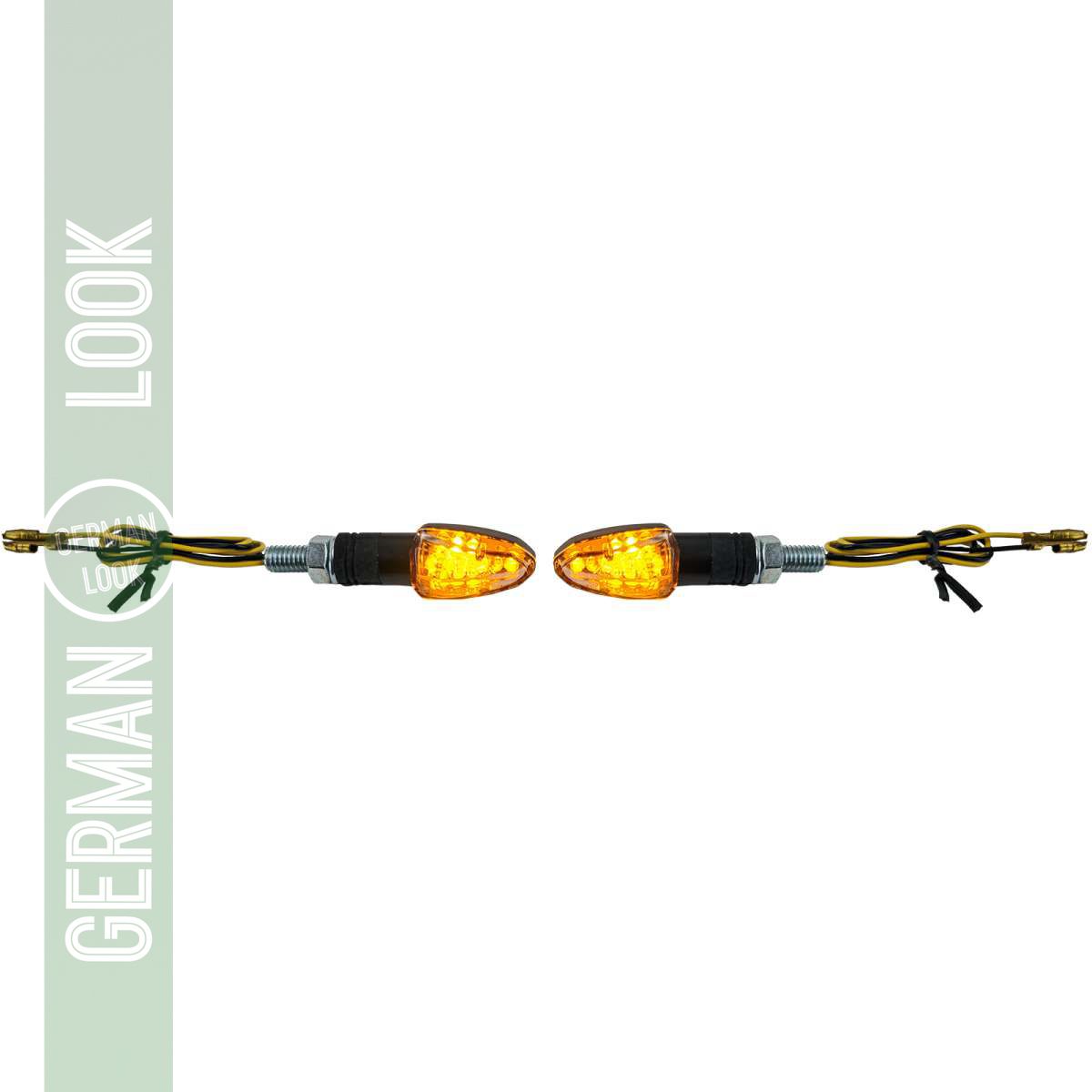 Mini clignotant LED pour moto LIZZARD Mini clignotant en verre transparent noir avec marquage E