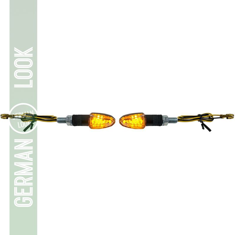 Mini clignotant LED pour moto LIZZARD Mini clignotant en verre transparent noir avec marquage E