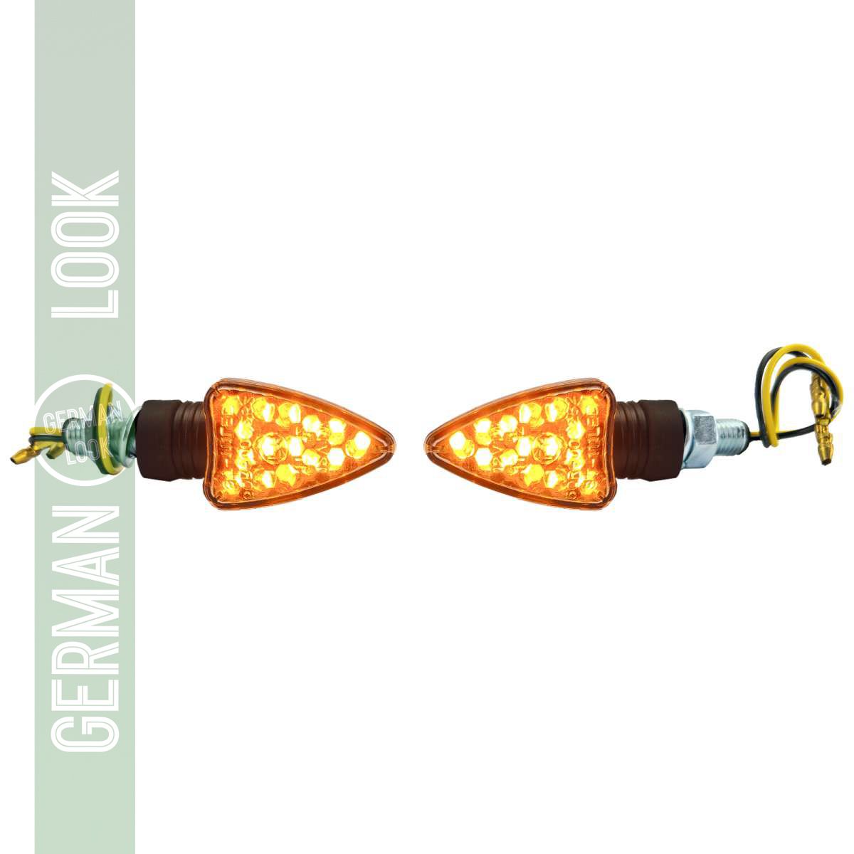 Mini indicateur LED pour moto style flèche Mini indicateur personnalisé noir + marquage E