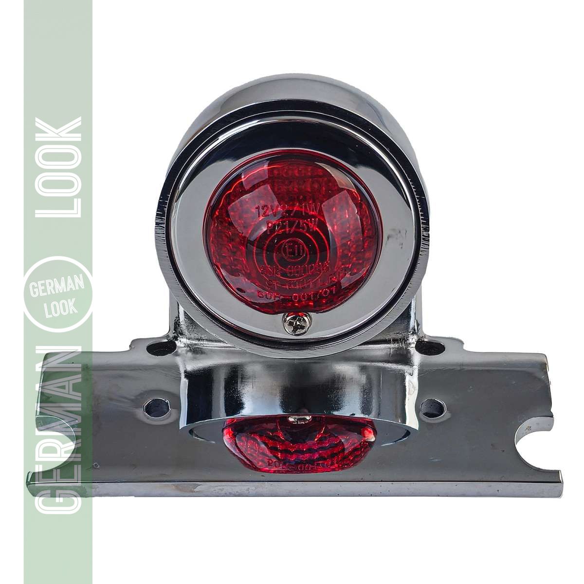 Feu arrière universel LED Motorral Sparto chromé rétro Harley Chopper