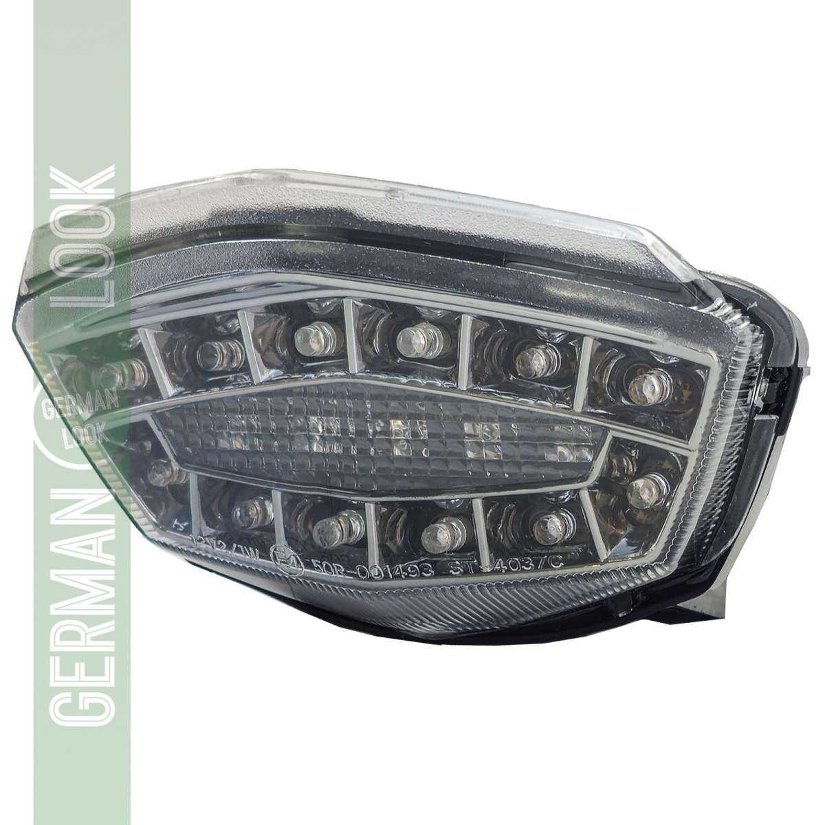 Feu arrière LED moto en verre transparent chromé pour Kawasaki Ninja 250R EX250 08-11