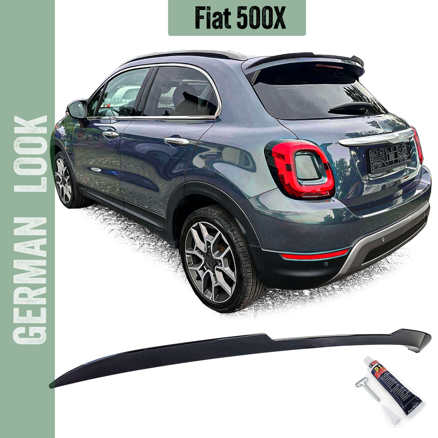 Spoiler traseiro preto brilhante para Fiat 500X a partir de 2014