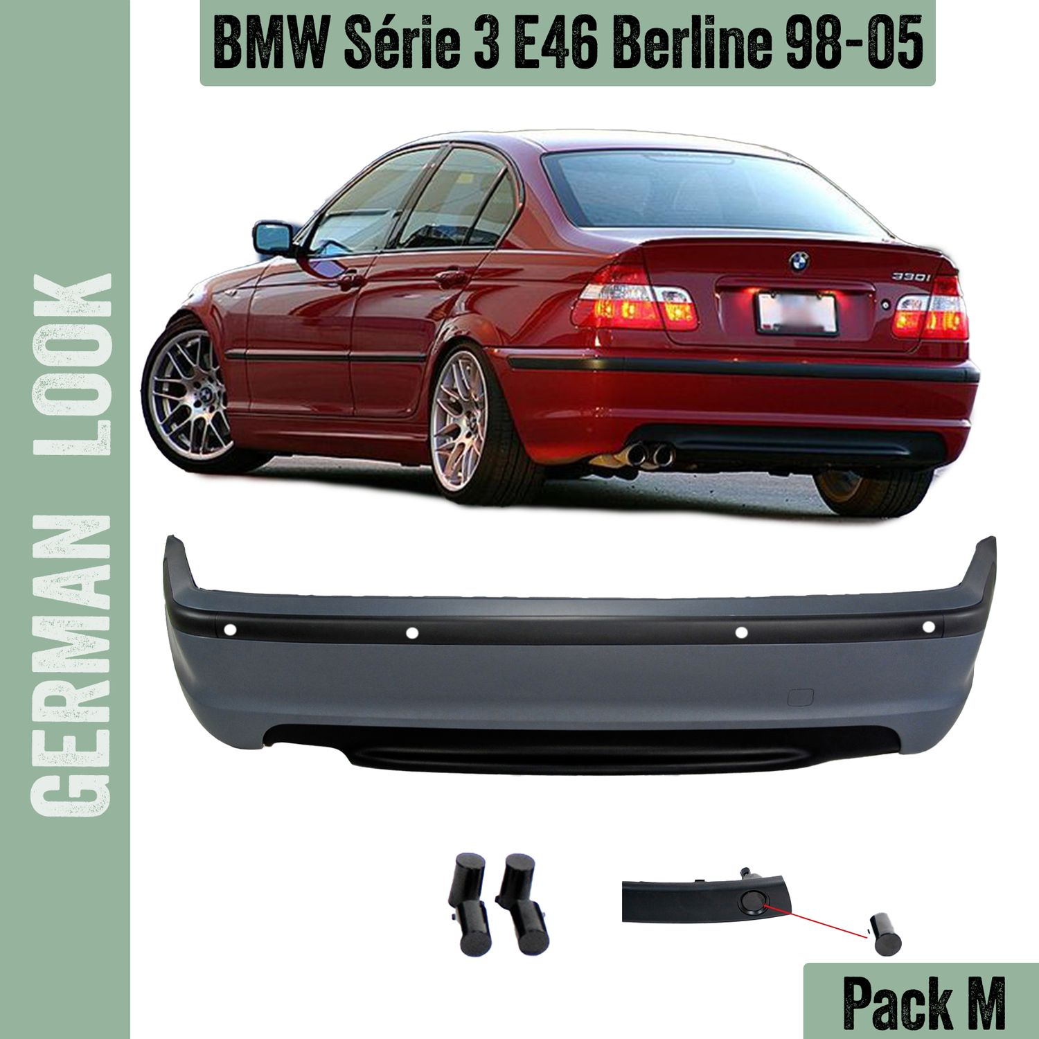 Pare-chocs arrière Pack M pour BMW Série 3 E46 Berline 1998 - 2005