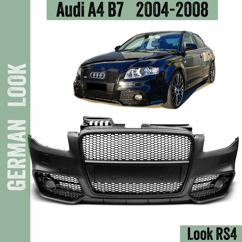 Pare-chocs avant avec Grille noir pour Audi A4 B7 2004-2008 Look RS4