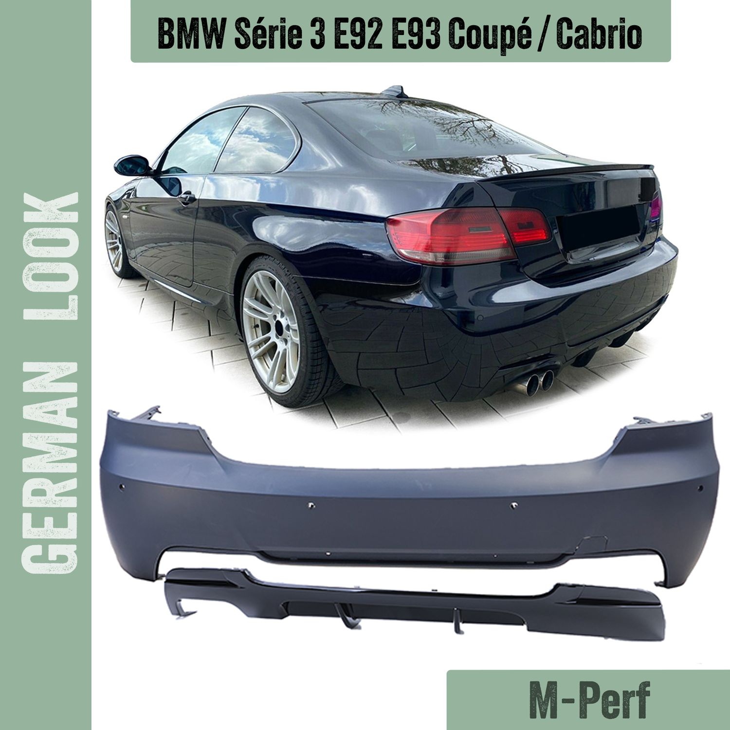 Pare-chocs arrière pour BMW Série 3 E92 E93 2006-2013 Pack M Performance