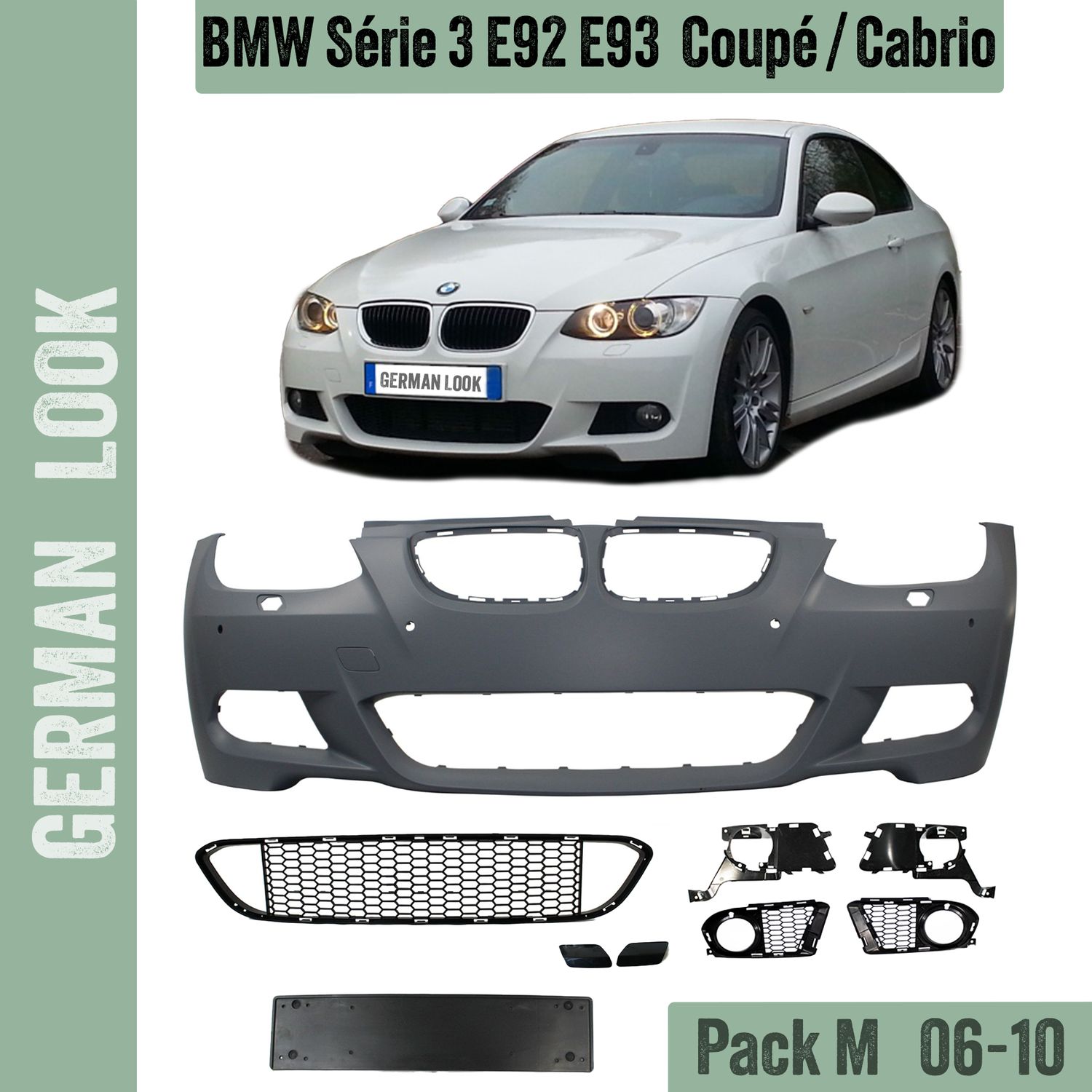 Pare-chocs avant en ABS pour BMW Série 3 E92 E93 Look Pack M - Phase 1