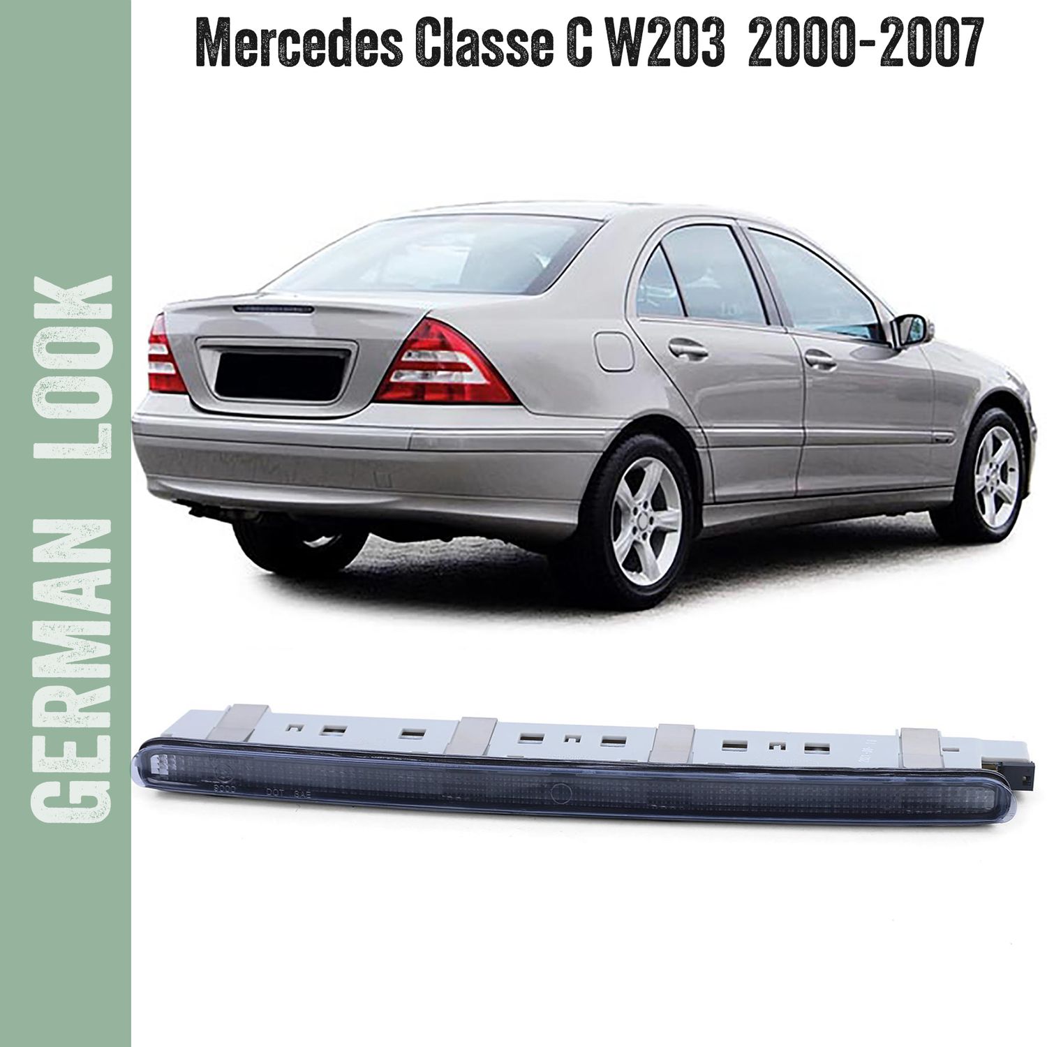 Troisième feu stop, fumée noire, pour Mercedes Classe C W203 berline 2000-2007